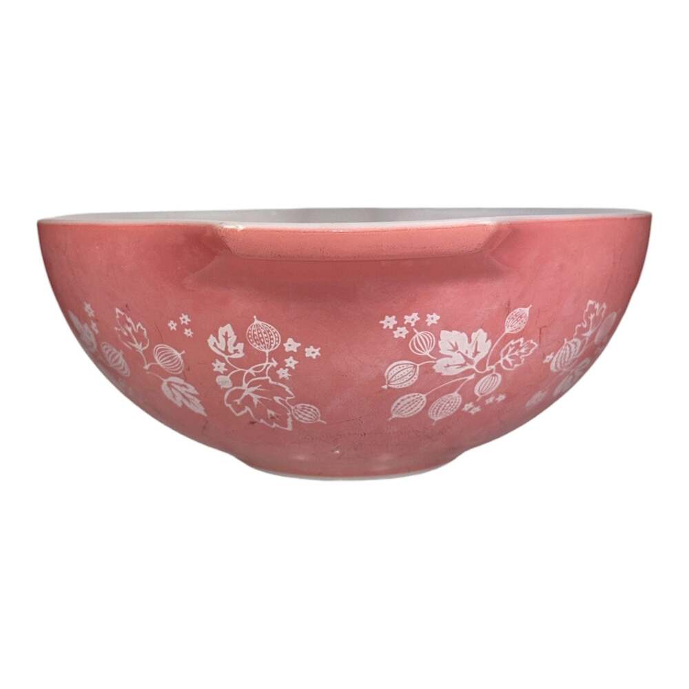 PYREX #444 Pink Gooseberry Cinderella 4 Quart Glass Nesting Mixing Bowl MCM - Picture 4 of 7